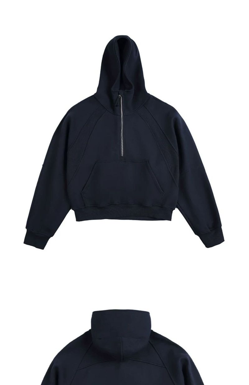 Vintage High Street Half Zip Kapuzenpullover - Oversized Streetwear Pullover mit Drop Shoulder Design für Fitnessstudio & Freizeitkleidung_voghion.com