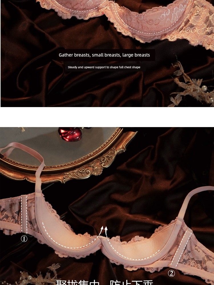 Zoete coquette stijl ~ Kanten dames kleine borst push-up sexy intimi lekkage driepunts T open kruis broek volwassen_voghion.com