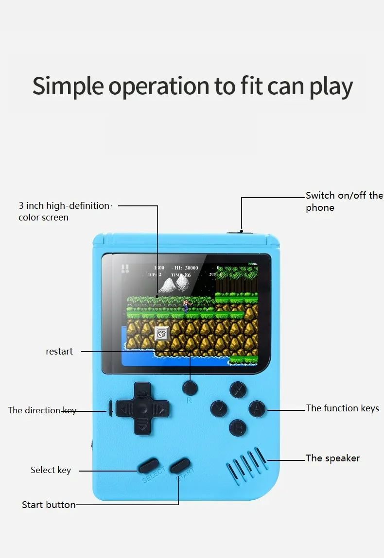 Retro przenośna mini konsola do gier wideo 8 bitów 3.0 cala_voghion.com