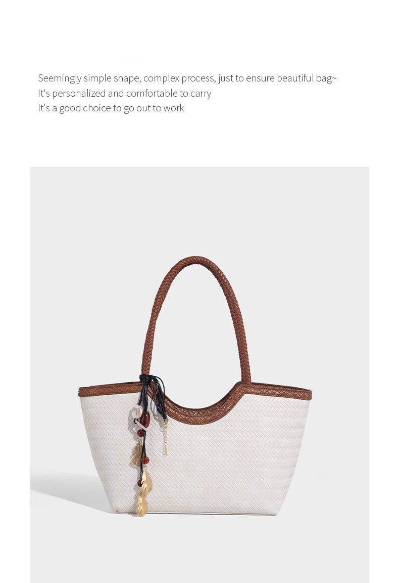 Borsa tote in pelle intrecciata con tasca interna, borsa a tracolla di grande capacità per uso quotidiano, shopping, viaggi - Design marrone chic_voghion.com