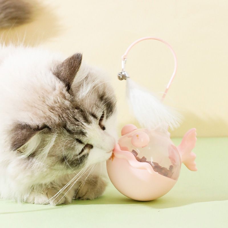 Realizzato in erba gatta, giocattolo interattivo con piume, giocattolo per gatti semovente, mangiatoia per cani e gatti di PawParty Store_voghion.com