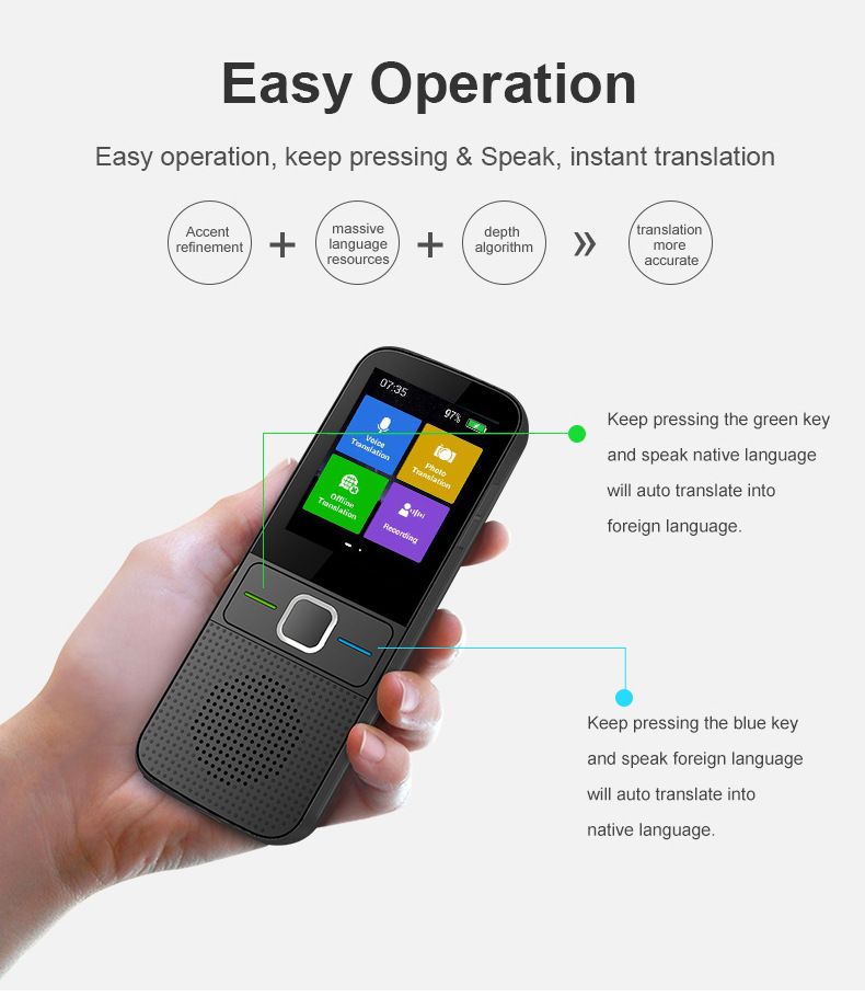 T10 Smart Voice Translator – Offline Multilingual Translator For Travel & Business, Instant Speech Translation In 40+ Languages_voghion.com