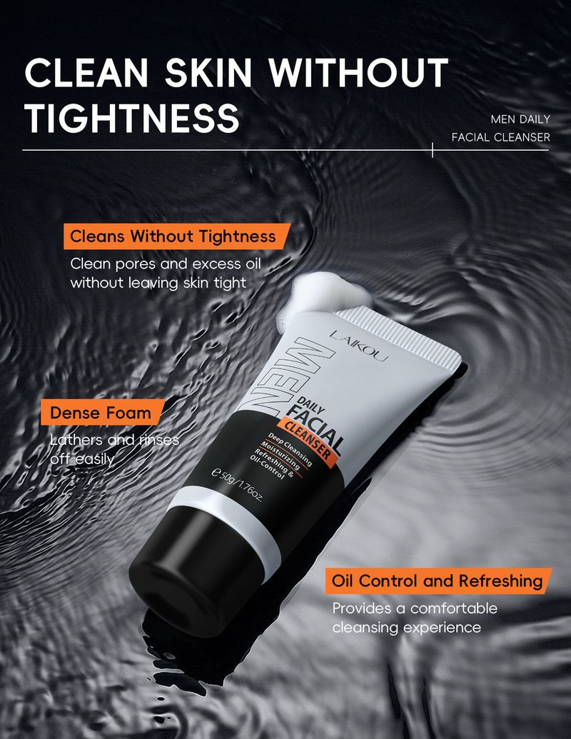 Nuevo Limpiador Facial para Hombre 50g Limpiador Facial Refrescante Limpia e Hidrata el Rostro_voghion.com