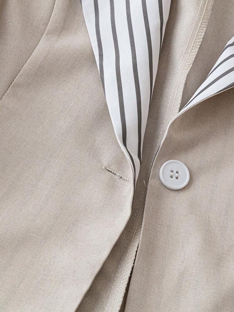 Blazer femme – Veste oversize slim à revers crantés et bordure contrastée pour l'automne_voghion.com
