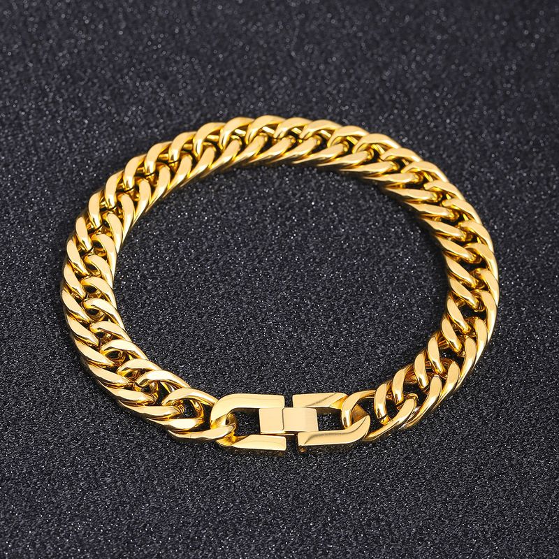 Stainless Bold Titanium Steel Clasp Cuban Chain Bracelet Punk Personality Jewelry_voghion.com