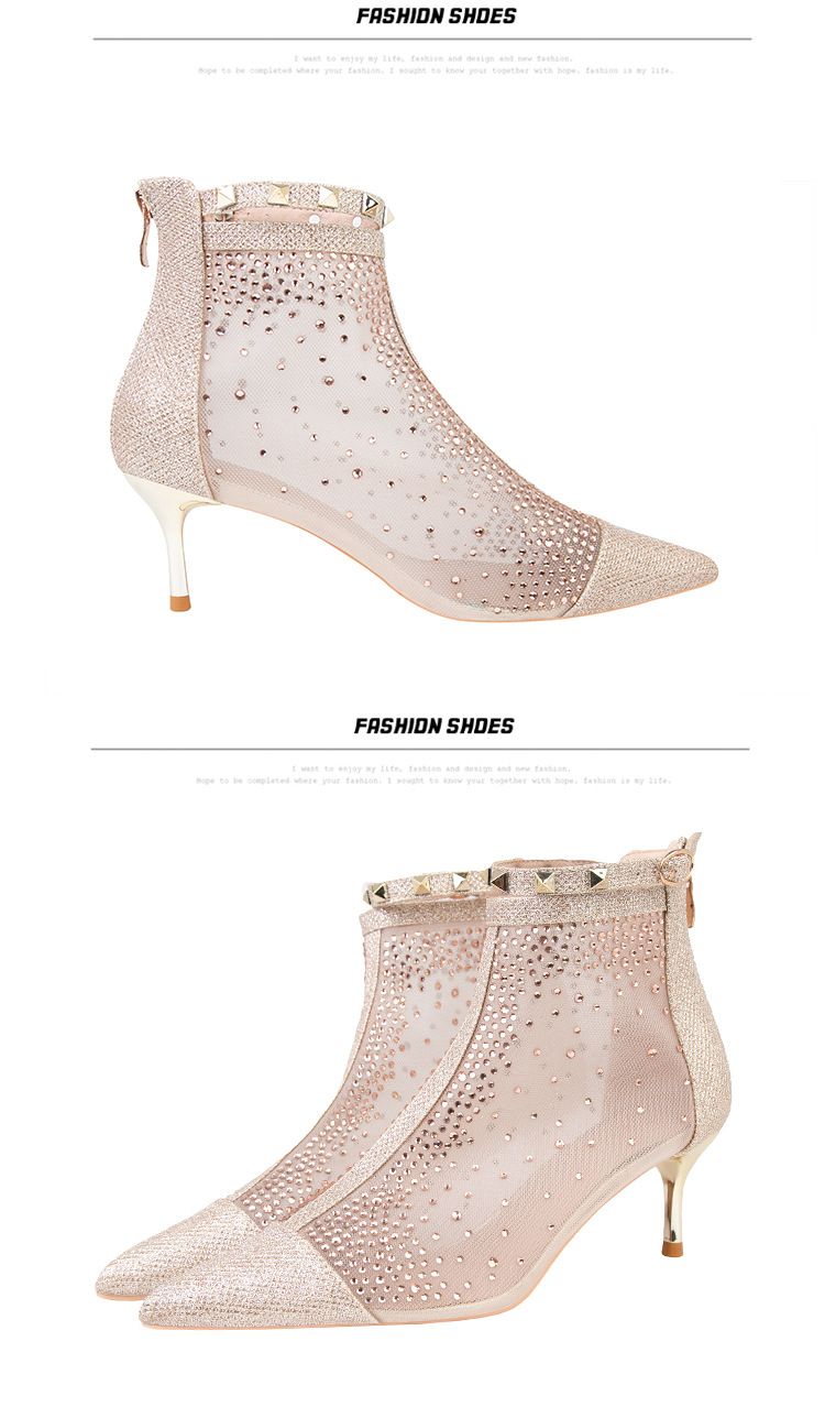 1885-5 mode femmes pointu eau diamant talon mince talons hauts maille mince Sexy bottes courtes_voghion.com