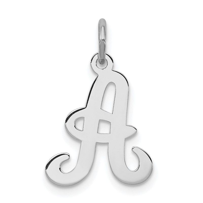 Sterling Silver Rhodium-plated Stamped Letter A Initial Charm_voghion.com