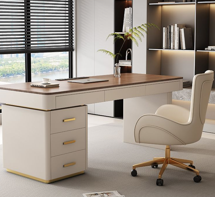 Nogueira Madeira Maciça Leve Luxo Moderno Minimalista Sensação de Alta Qualidade Casa Estudo Sala de Estar Computador Estação de Trabalho Mesa de Escritório_voghion.com