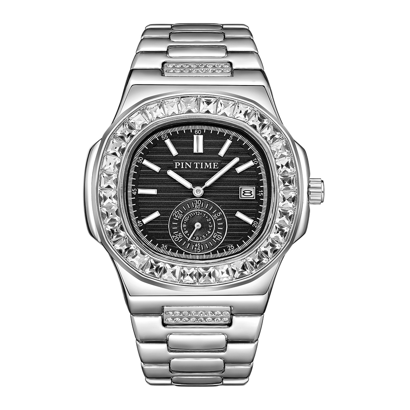 Men's Stylish Business Quartz Watch With Date Function, 30M Water Resistance, Stainless Steel Jewelry Clasp, Square Dial (40.5mm)_voghion.com