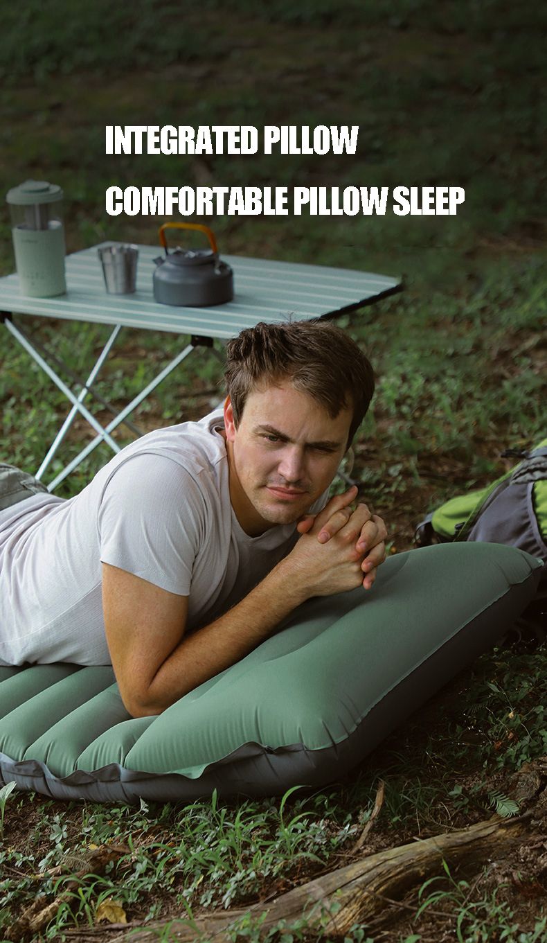Matelas gonflable de camping en plein air avec oreillers, matelas pneumatique ultraléger avec pompe de gonflage intégrée, randonnée_voghion.com