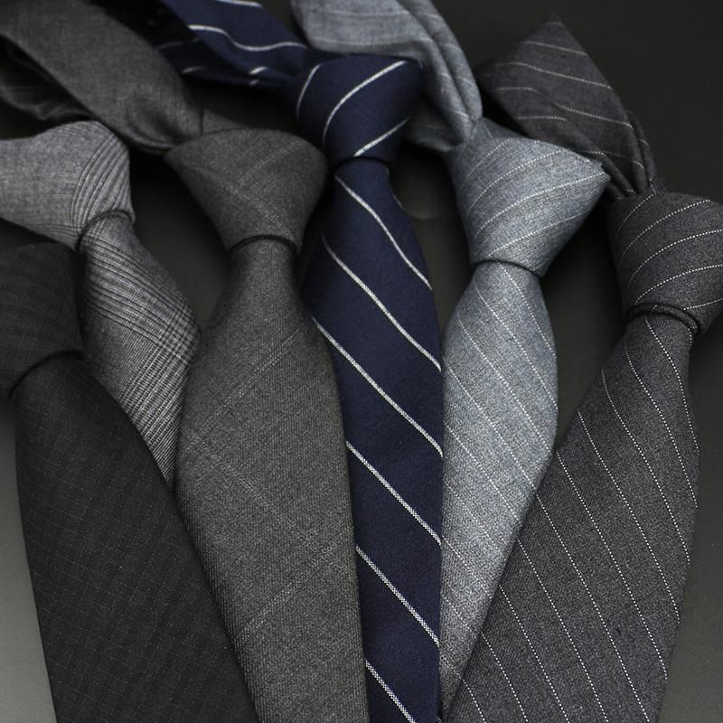 Cravatta da uomo formale, professionale, da 7,5 cm, a quadri grigi, a righe blu, basic, versatile, casual per studenti_voghion.com