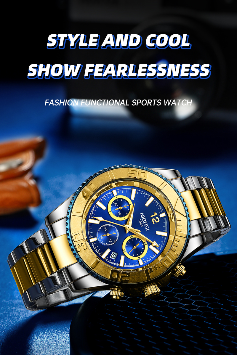 Montres de sport décontractées pour hommes chronographe montre de plongée en acier inoxydable montre-bracelet grand cadran horloge à quartz lumineuse_voghion.com