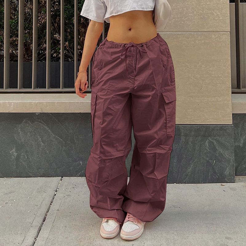 Pantalones deportivos holgados de estilo urbano para otoño, moda informal, de cintura baja, largos, de talla grande, adelgazantes, 2025_voghion.com