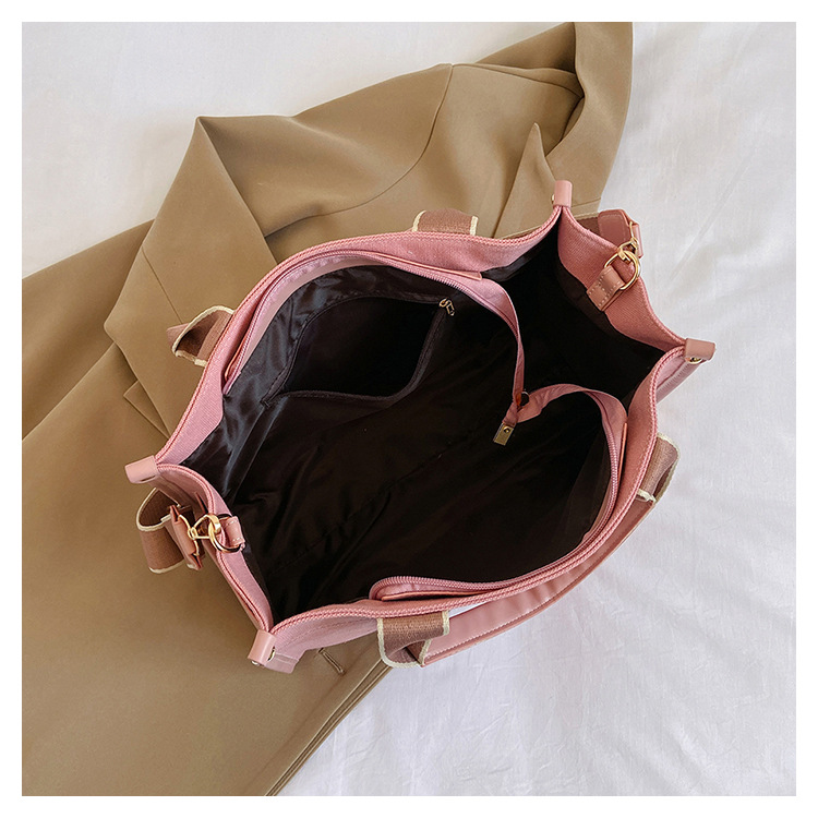 Japan and South Korea Foreign Trade Canvas Bag Women 2023 New Trendy Fashion handbag niche hit color commuting shoulder Messenger bag_voghion.com