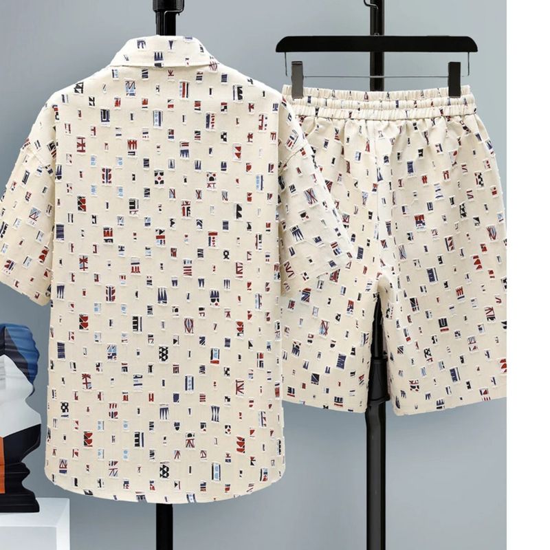 Summer 2 Pieces Set Tracksuit Men's Two Shirt Shorts Haruku Streetwear Oversized Men Sets Short Outfits Suits_voghion.com