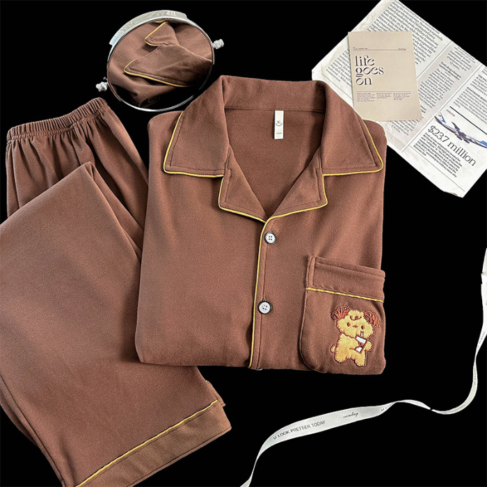 2024 Winter Celebration Double sided German Velvet Jacquard Cardigan Flip Collar Men's Pajamas High end Light Luxury_voghion.com