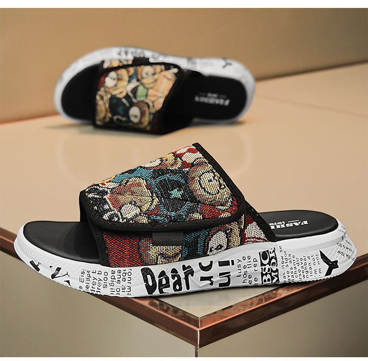 Sommer personalisierte kleine Bär dicke Sohle Anti-Rutsch alte Herren Hip Hop Outwear trendige Hausschuhe_voghion.com