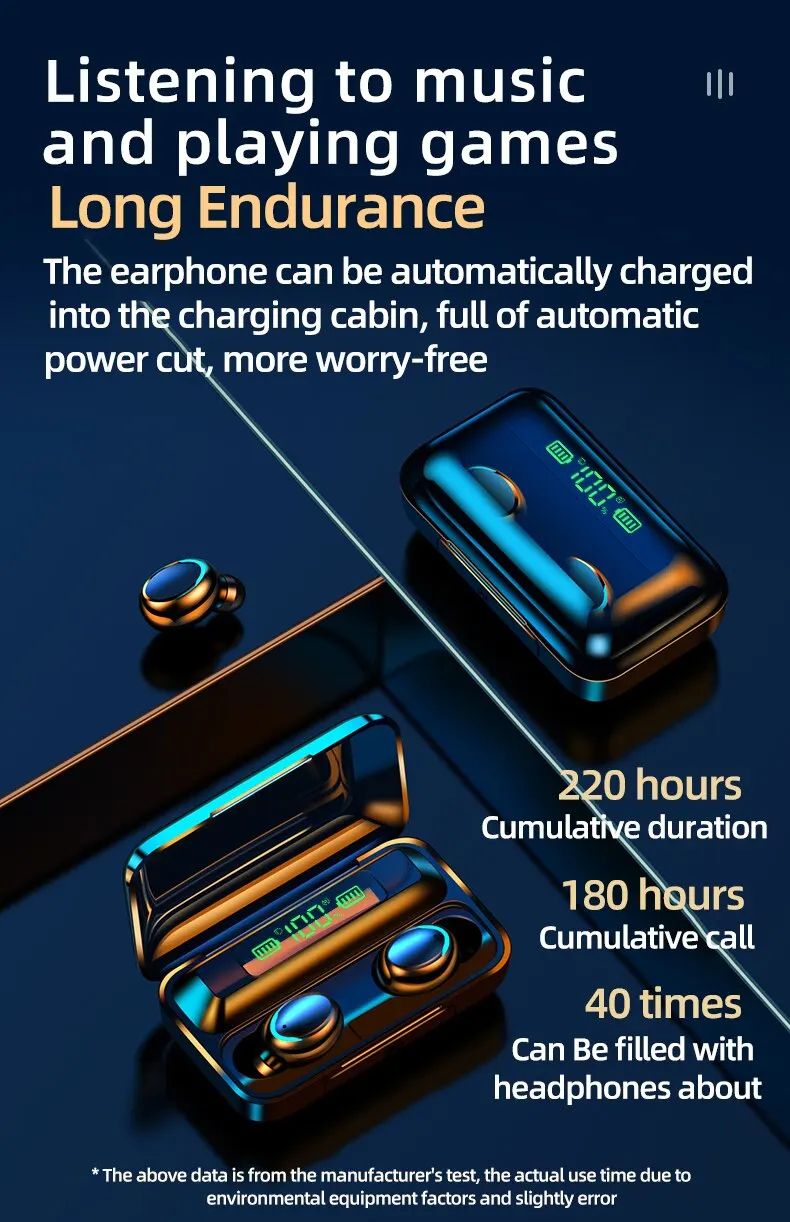 F9 Kabellose Kopfhörer Bluetooth TWS LED-Anzeige Binaurales Headset Wasserdichte HD-Anrufe CVC 8.0 Kopfhörer mit Rauschunterdrückung_voghion.com