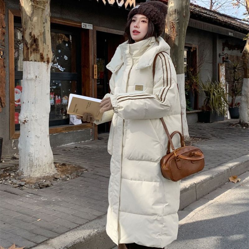 Giacca invernale in cotone con cappuccio stile college lunga versione coreana per le donne_voghion.com
