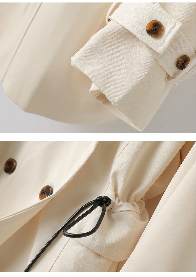 "Elegante trench con cintura in vita per donna - Giacca corta snellente con colletto polo e maniche a principessa, camicetta in poliestere leggero di colore puro"_voghion.com