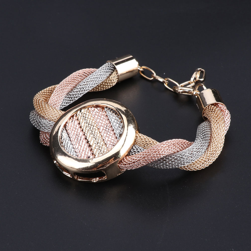 Regalo nuziale Set di gioielli da sposa nigeriani Fashion Set di gioielli in cristallo di Dubai Costume Design Set di anelli per collana a 3 colori_voghion.com