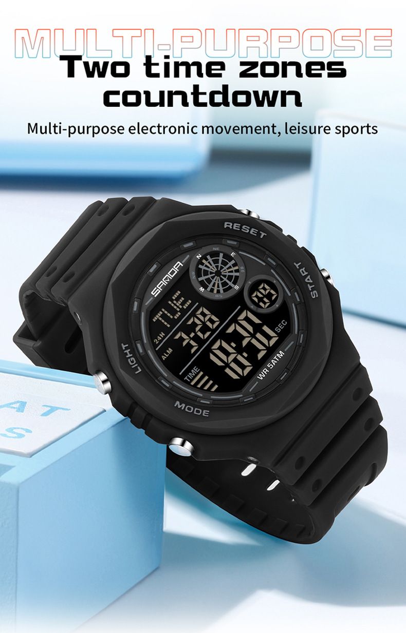 Men And Women's Digital Sports Watch With Alarm, Stopwatch, Waterproof, LED Backlight, Multi-Function For Outdoor Activities Waterproof Watch_voghion.com
