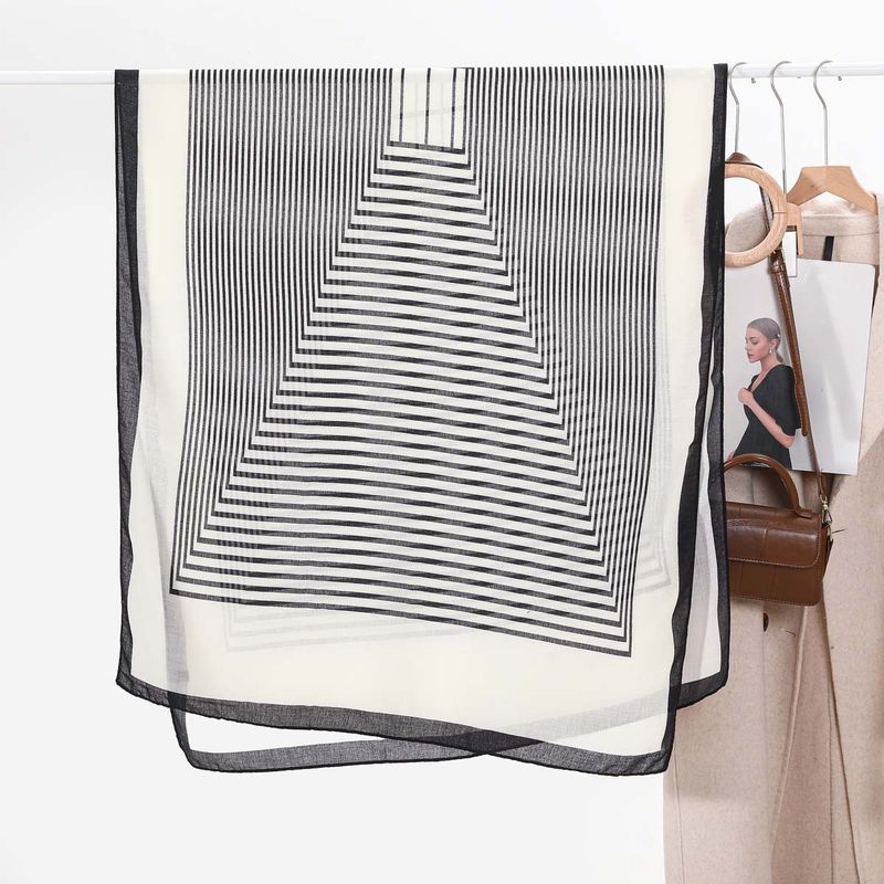 Sciarpa lunga con protezione solare estiva, in cotone e lino, versatile, a righe, semplice, da donna, in saldo primaverile e autunnale_voghion.com