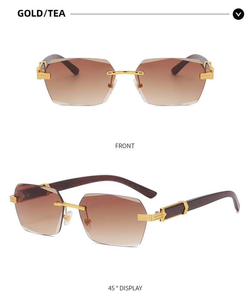 occhiali da sole quadrati da uomo di marca, occhiali retrò sfumati senza montatura in legno_voghion.com