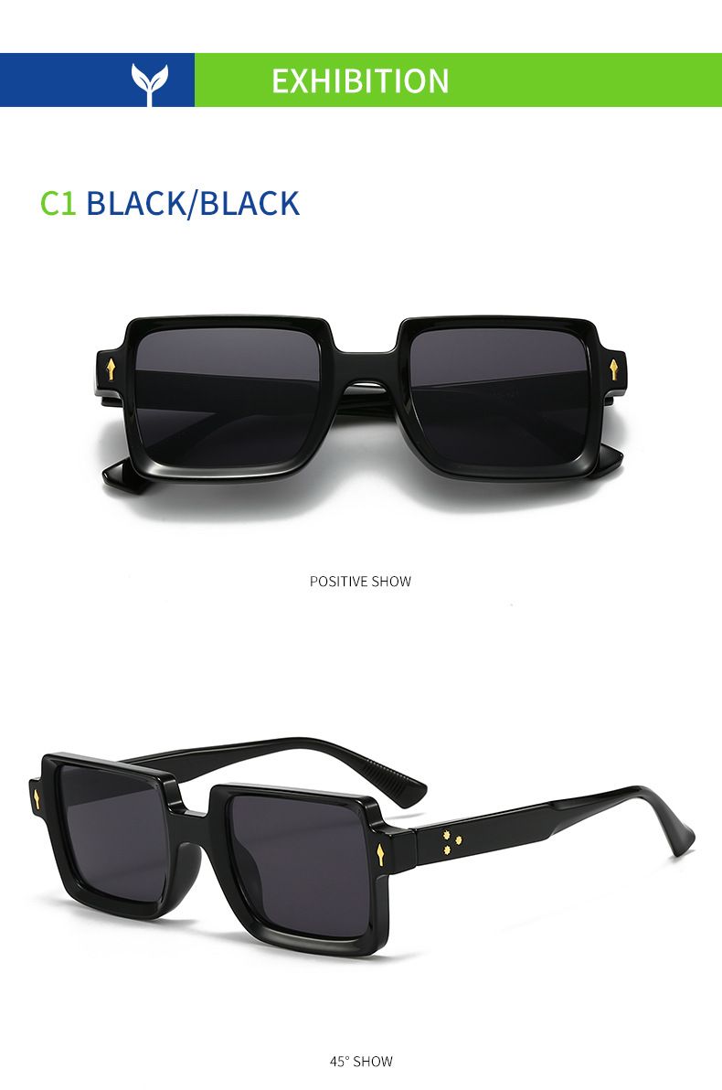 Women's Glasses Heao's New Original Rivet Personality Square Frame Splicing Color Sunglasses Fashion Catwalk Versatile Sunglasses_voghion.com