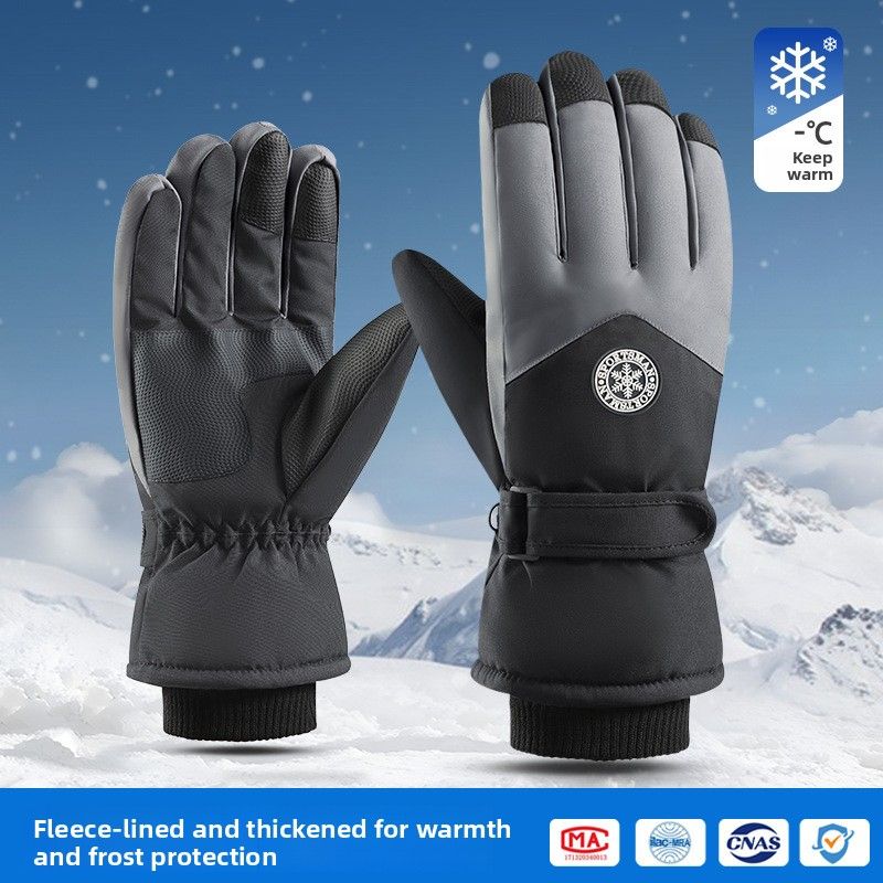 Guantes de esquí de algodón para hombre y mujer, con forro polar, resistentes al viento, impermeables y cálidos, para invierno, con pantalla táctil, para bicicleta eléctrica_voghion.com