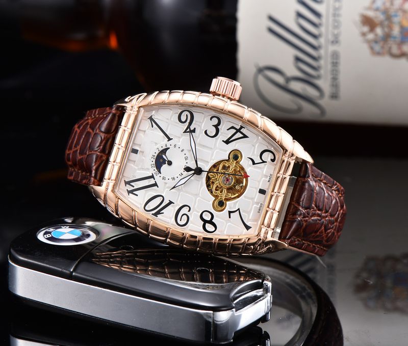 2023 Orologio da uomo quadrato con secchiello per vino francese, meccanico automatico trasparente, con testa di fantasma_voghion.com