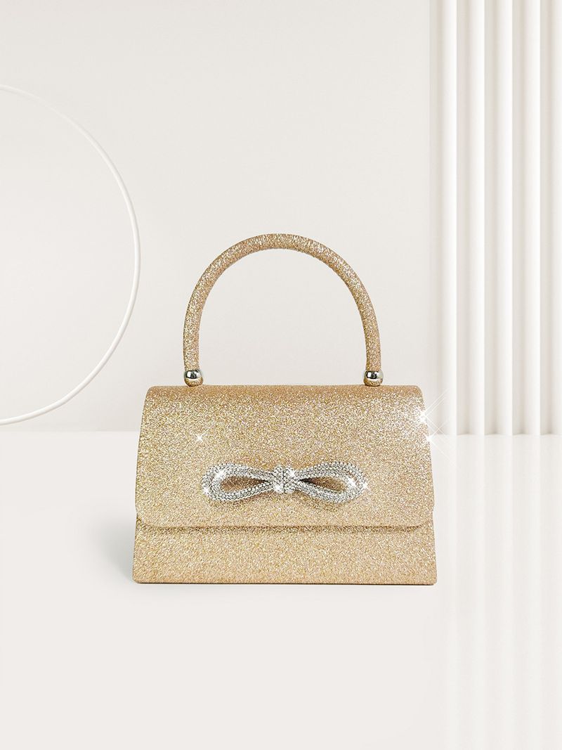 Aftonväska Glänsande Strass Rosett Handväska Glänsande Glitter Niche Casual Väska_voghion.com