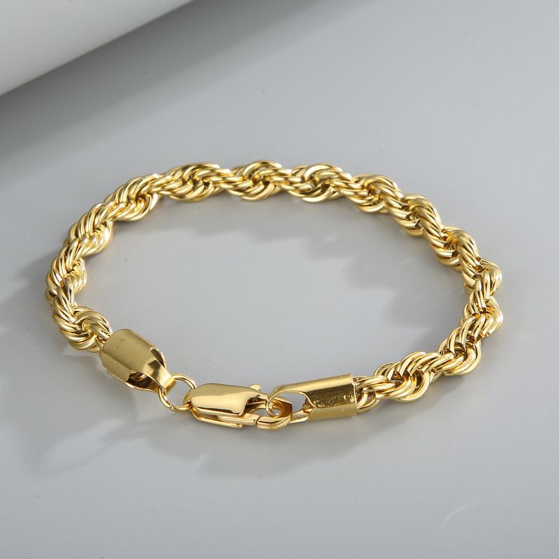 Braccialetti da uomo in acciaio al titanio, gioielli in oro 18 carati, catena intrecciata bicolore, bracciale unisex in acciaio inossidabile_voghion.com