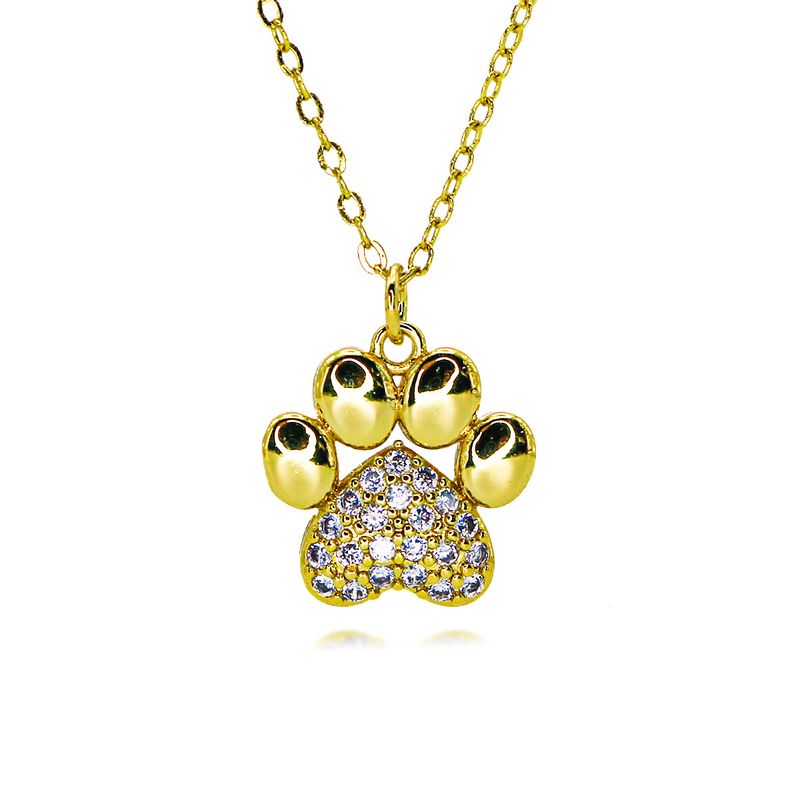 Necklace Micro Inlaid Zircon New Arrival Dog Paw Cat Paw Hot Selling Accessories Women's Versatile Clavicle Chain Zircon Necklace Pendant_voghion.com
