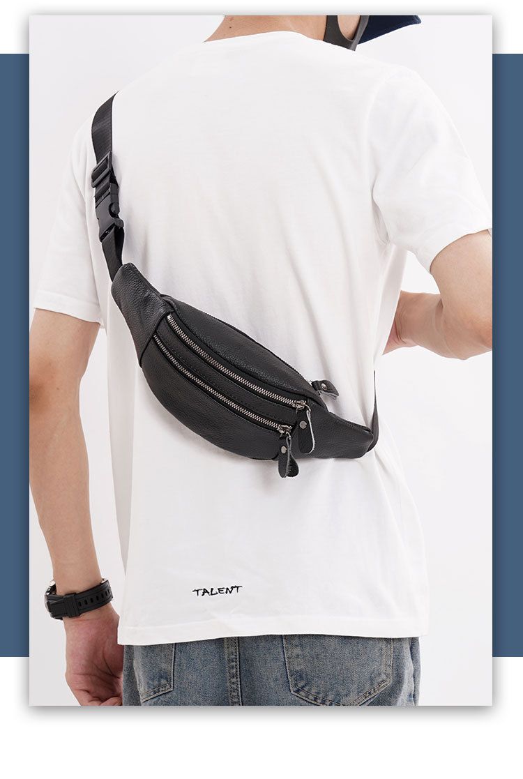 fanny Pack First Layer Cowhide Men's Multi-functional Breast Bag Retro Messenger Bag Business Fashion Work Wear-resistant Processing_voghion.com