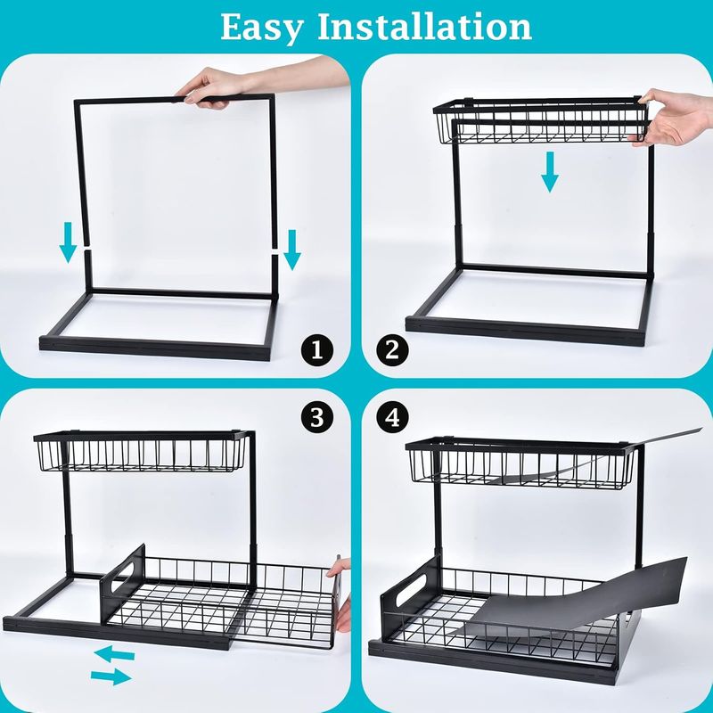 REALINN Under Organizer, Pull Organizer Slide Out Sink Shelf Cabinet Storage Shees, Storages For Kitchen Bathroom,_voghion.com