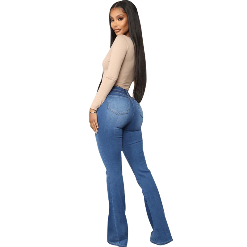 Damkläder Mode Hotsäljande Slim Fit Mångsidig Denim Stretch Bell Byxor Ny stil_voghion.com
