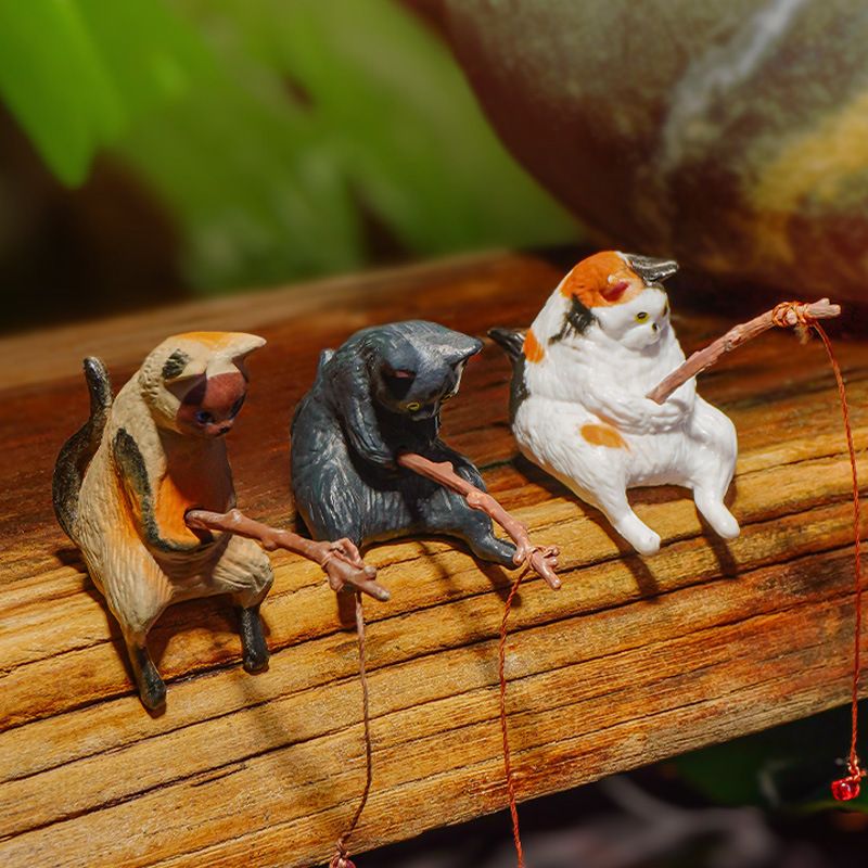 Gatto pescatore virale, ornamento - Statuetta in resina per acquario, decorazione sommergibile e graziosa scena da tavolo di PawParty Store_voghion.com