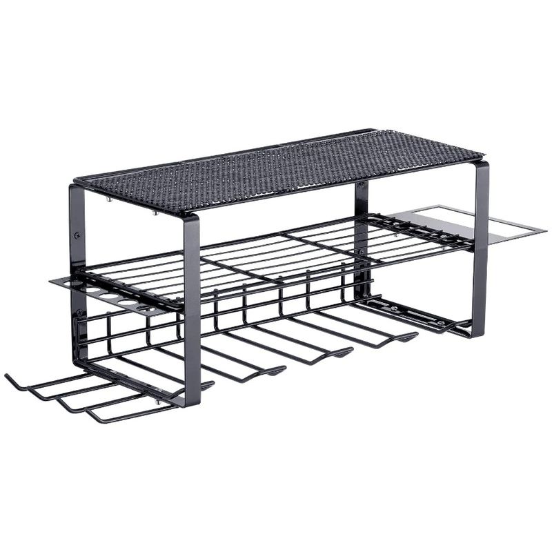 Mount VEVOR Wall Rack Drill Multi-Functio Storage Power Tool Organizer Cordless Layers Holder 3 Slot 4 Battery Station Charging_voghion.com