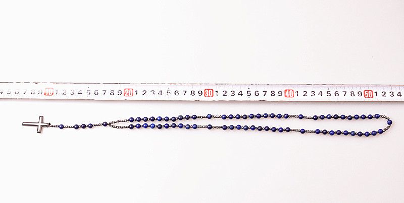 Vente chaude 6mm Lapis Lazuli Pierre Perle Hématite Pour Hommes Femmes Catholique Christ Chapelet Croix Pendentif Collier Dropshipping_voghion.com