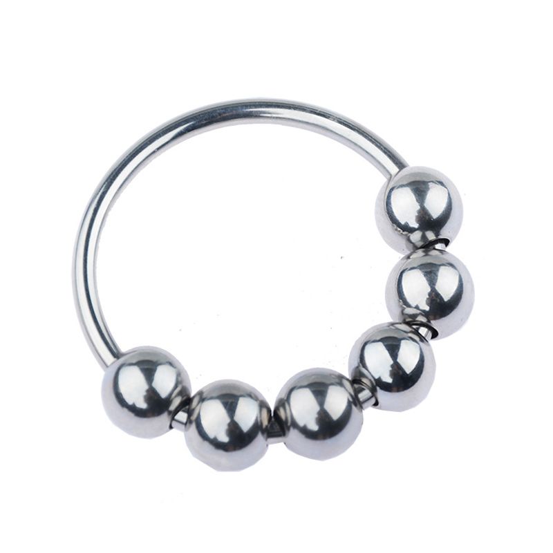 6 misure di anello per pene in acciaio inossidabile, ritarda l'eiaculazione, stimola il glande con 6 perline, giocattoli sessuali per anello di bloccaggio maschile_voghion.com