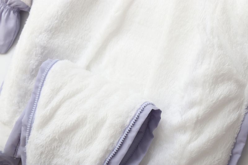 European-Style Baby Jumpsuit With Large Pockets – Fleece-Lined Winter Romper For Newborns & Infants (0-24M), Soft Polyester Hooded Onesie_voghion.com
