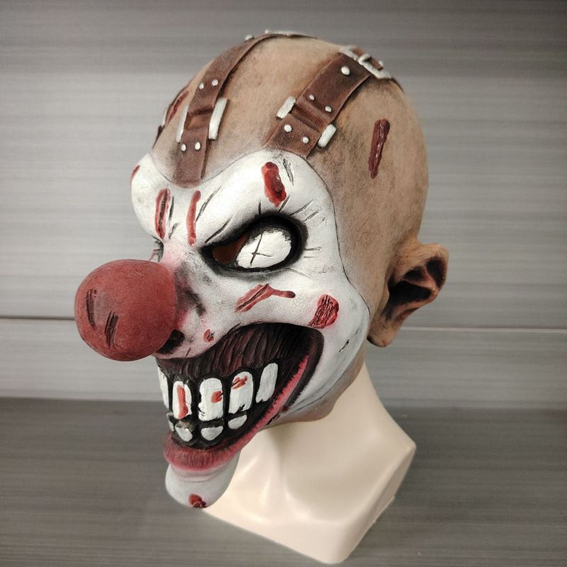 Masque d'horreur en latex pour clown au nez rouge pour Halloween, fête, PNJ, évasion de salle secrète, maison hantée, atmosphère_voghion.com