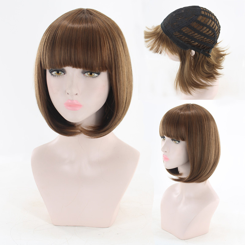 Synthetische Perücke für Frauen mit BOBO Face Wave Head Simulation Short Hair Female_voghion.com