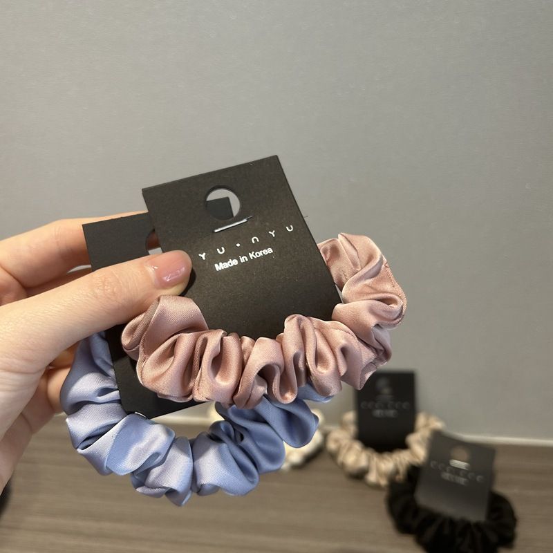 Fashionable Temperament Silky Temperament Satin Small Intestine Scrunchie Simple Solid Color French Tie Hair Cord Leather Band Small Intestine_voghion.com