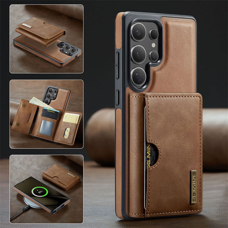Custodia magnetica staccabile 2 in 1 per Samsung Galaxy S25 Edge S24 FE S23 S22 S21 Ultra Portafoglio in pelle con tasca porta carte sul retro_voghion.com