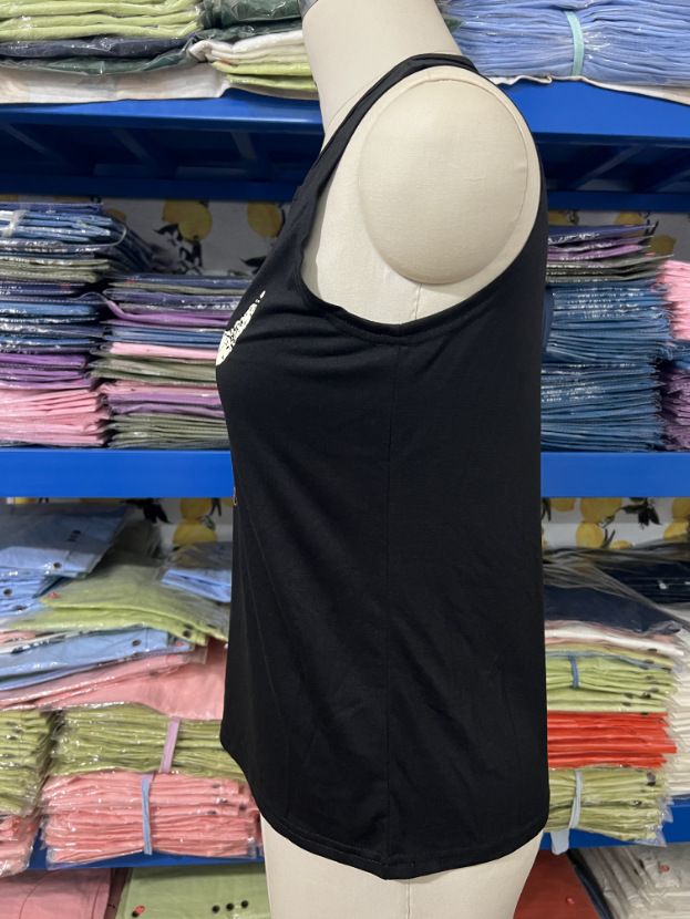 Women's clothing trade women's small vest hot-selling interesting letter printing fashion V-neck sleeveless T-shirt_voghion.com