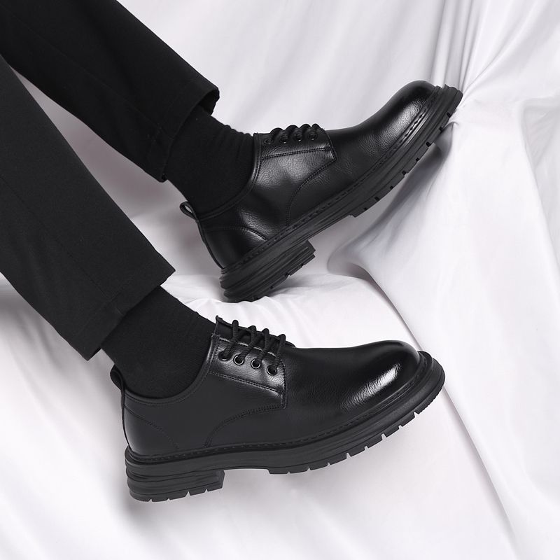 ShoeVault Scarpe Derby da uomo in pelle di vacchetta, grandi dimensioni, con punta tonda, nere, casual, formali, da sposa e da sposo_voghion.com