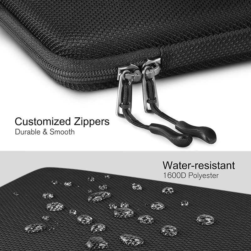 13 14 15,6 Zoll Laptop-Hülle, stoßfeste Computertasche, wasserdichte EVA-Schutzhülle, schwarz mit Riemen_voghion.com