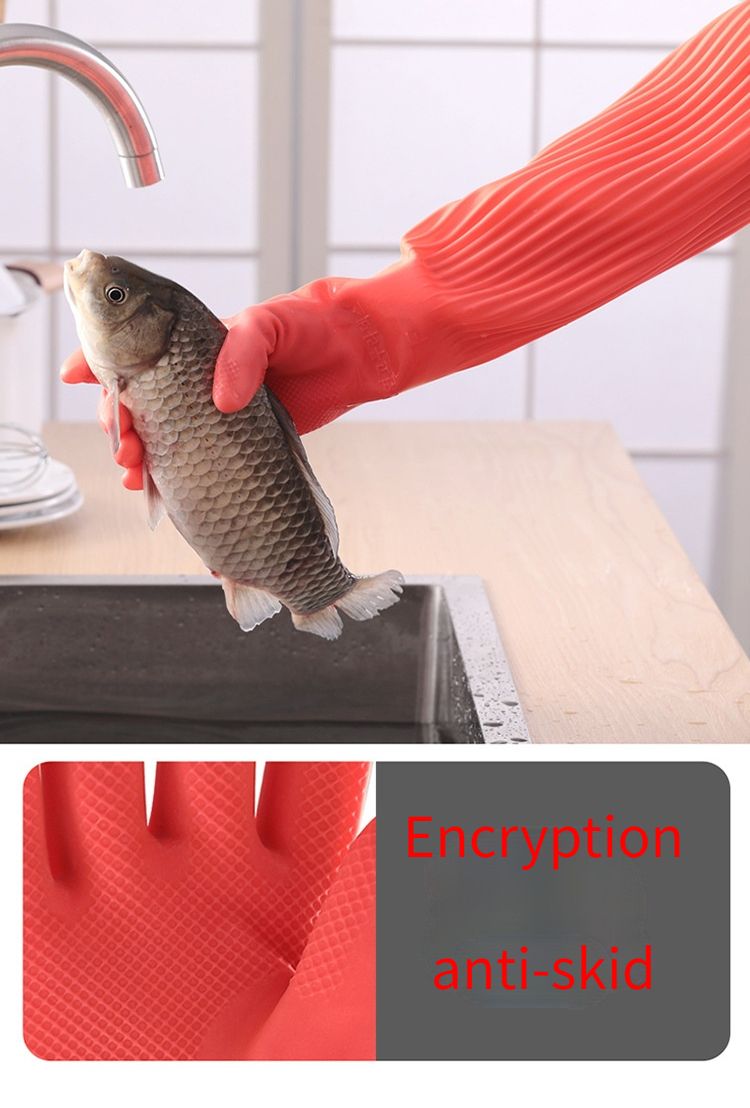 1 paio di guanti in silicone allungabili per la pulizia dei piatti, guanti in gomma per il lavaggio dei piatti, spugne per la pulizia della cucina domestica_voghion.com